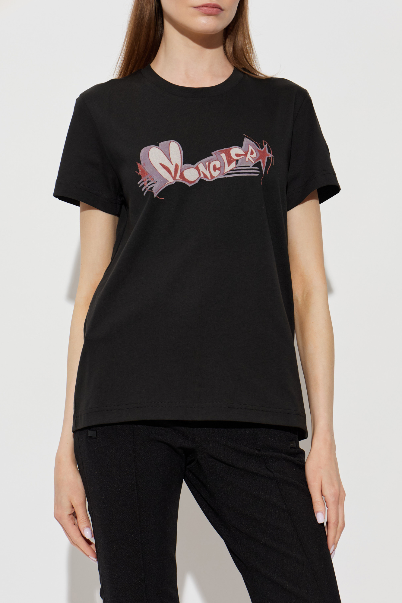MONCLER Tシャツ/9-12 Preto T-shirt com logótipo estampado Moncler - Vitkac Brazil